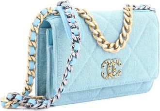 Chanel 19 Wallet on Chain Quilted Denim crossbody bag - Blauw