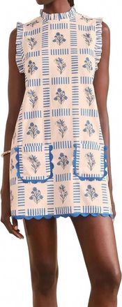 Saylor Wynnafred Printed Shift Dress In White/ Blue