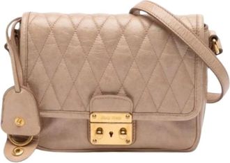 Miu Miu Pre-owned Cross Body Bags, female, Beige, Size: ONE SIZE Pre-owned Quilted Crossbody Bag