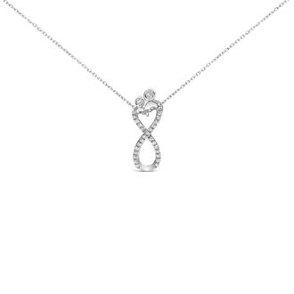 House of Brilliance Sterling Silver 1/4 Cttw Diamond Infinity Motif Pendant Necklace