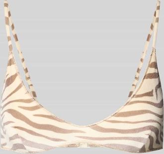 MC2 Saint Barth Bikini-Oberteil mit Allover-Animal-Print Modell Paloma in Beige, Gr&ouml;&szlig;e L