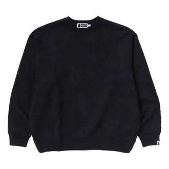 A Bathing Ape Ink Camo Ape Head Badge Crewneck Black 1K30-113-304-BLACK