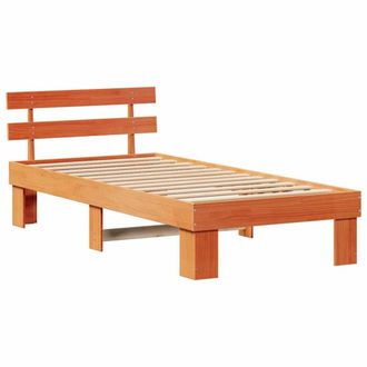 Berkfield Home Bed Frame with Headboard Wax Brown 90x200 cm Solid Wood Pine