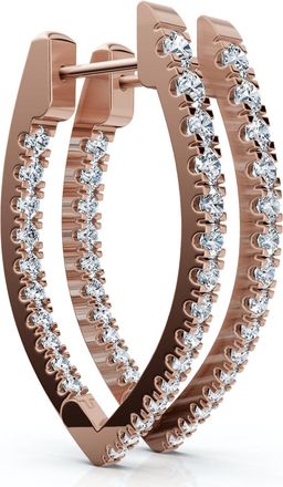 Pompeii3 90Ct Diamond Hoops Inside Outside Gold Lab Grown 1 Tall