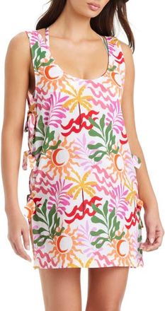 Sanctuary Side Tie Cover-Up Minidress in White Multi at Nordstrom, Size X-Large