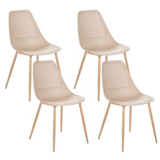 Beliani Beliani - Conjunto De 4 Sillas De Comedor Modernas Minimalistas Sin Reposabrazos Asiento De Pl&aacute;stico Beige Hazelton