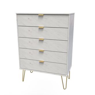 Welcome Furniture Harare Ready Assembled Chest of Drawers with 5 Drawers - Marble - Welcome Furniture | TJ Hughes