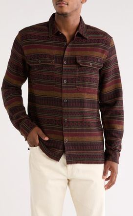 Billabong Offshore Jacquard Stripe Flannel Buton-Up Overshirt in Brick at Nordstrom, Size Xx-Large