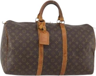 Louis Vuitton Pre-owned Boston Bag - Dames - Vintage Weekendtas - Bruin - ONE Size - Leer - Vintage