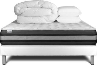 VITALIT Pack colch&oacute;n blanco muelles y viscoel&aacute;stica 140 x 190