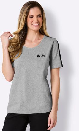 Feel Good Kurzarmshirt FEEL GOOD Shirt, Damen, Gr. 36/38, grau, meliert, schwarz, 84% Baumwolle, 11% Polyester, 5% Elasthan, unifarben, Shirts Kurzarmshirt