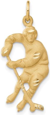 Diamond2Deal 14k Yellow Gold Hockey Player Charm