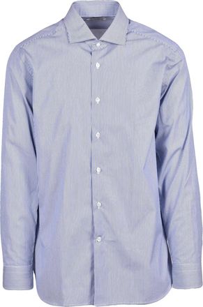 Guglielminotti White/Blue Pinstripe Cotton Shirt