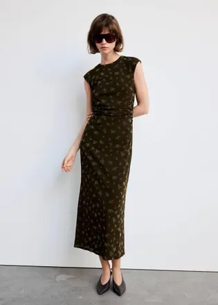 Mango Vestito devor&eacute; increspato marrone - Donna - XS - MANGO