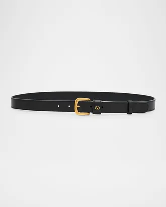 Valentino Garavani VLogo Signature Embellished Leather Belt, 25mm