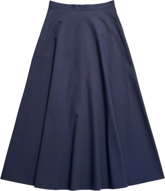 Max Mara Katoenen poplin rok - Dames - Midirokken - Blauw - XL - Katoen - Rokken