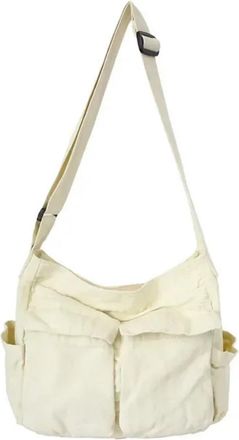 Generic Bags For Women Shoulder Ladies Handbag Solid Large Capacity Casual Canvas Female(White B)
