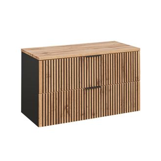 Petits Meubles Mueble bajo lavabo encimera estratificado marr&oacute;n negro