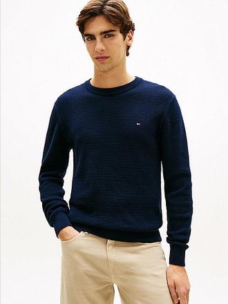Tommy Hilfiger Textured Knit Crew Neck Jumper