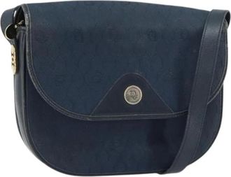 Dior Pre-owned Vintage Honeycomb Canvas Schoudertas - Dames - Vintage Schoudertas - Blauw - ONE Size - Leer - Vintage