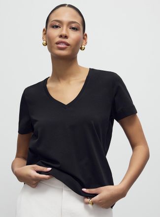 Contemporaine Womens SUPIMA cotton V-neck T-shirt