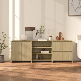 vidaXL Credenze 3 pz Rovere Sonoma in Legno Multistrato - Vidaxl