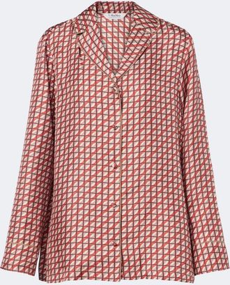 Max Mara Camisa de pijama de sarga de seda estampada
