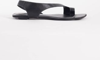 Asos Francesca - Sandali bassi infra-alluce premium minimal in pelle nera-Nero