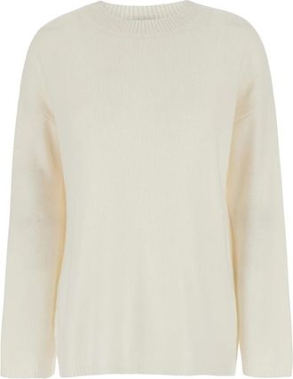 Allude Relaxed trui met ronde hals - Dames - Ronde hals truien - Wit - XS - Kasjmier - Truien & Vesten
