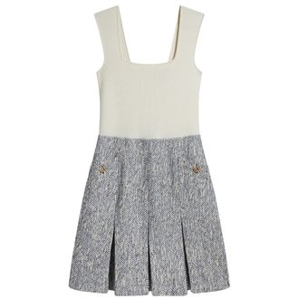Ted Baker Vulpam Mouwloze Jurk Met Gebreid Bovenstuk En Boucl&eacute; In Lichtblauw