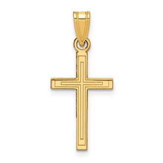 Diamond2Deal 14k Yellow Gold Solid Laser Etched Cross Pendant