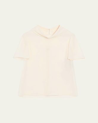 Valentino Garavani Mock-Neck Short-Sleeve Silk Top