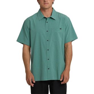 Billabong Surftrek Print Short Sleeve Button-Up Shirt in Sea Green at Nordstrom, Size X-Large
