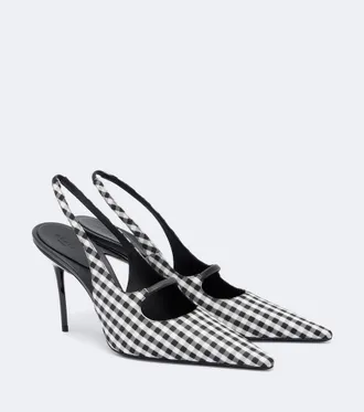 Alaia Drop gingham slingback pumps