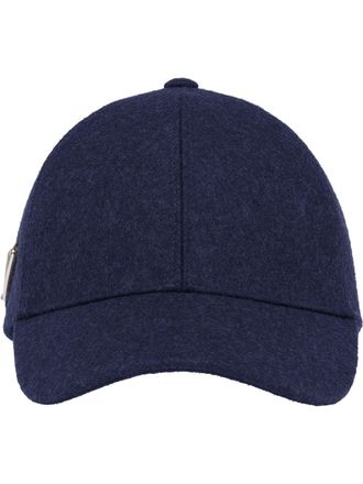 Prada logo plaque cap - Blue