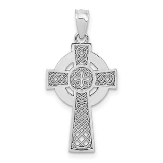 Diamond2Deal 14k White Gold Celtic Cross Pendant