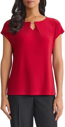 Kasper Hardware Keyhole Cap Sleeve Top in Fire Red at Nordstrom, Size X-Large