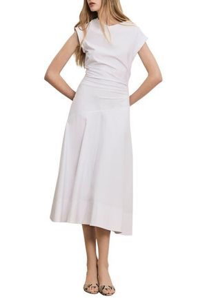 Veronica Beard Lisette Stretch Cotton Midi Dress in White at Nordstrom, Size 10