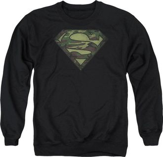 Gildan Superman Camo Logo Distressed Adult Crewneck Sweatshirt