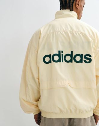 adidas Originals Munich - Top sportivo in maglia color panna e blu navy-Bianco