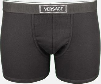 Versace Mens VERSACE 90s Versace Vintage Logo Ribbed Boxer Briefs, Black - Size: 32/34/35