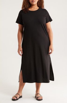 Eileen Fisher Organic Cotton Maxi Dress in Black at Nordstrom, Size 2X