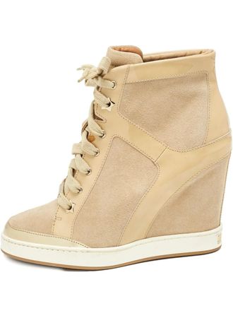 Jimmy Choo London Panama wedge patent-leather sneakers - Neutrals