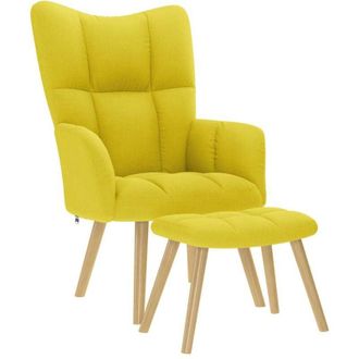 vidaXL Sill&oacute;n De Relax Con Taburete Tela Amarillo Clara Vidaxl
