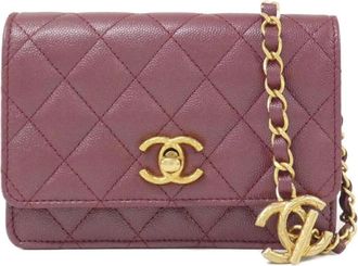 Chanel Bordeaux Grained Calfskin Chain/Shoulder Wallet (Pre-Owned)