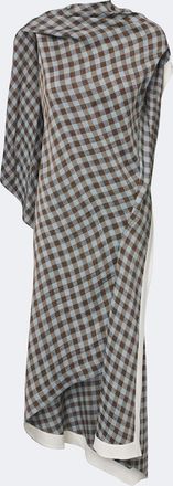 Loewe Gingham asymmetric cr&ecirc;pe midi dress