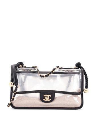 Chanel Sand By The Sea Pearl Flap Bag PVC with Lambskin Medium shoulder bag - Black