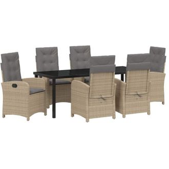 vidaXL Conjunto De Comedor De Jard&iacute;n 7 Pcs Beige Rat&aacute;n Sint&eacute;tico Vidaxl