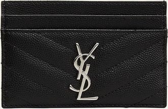 ヘアアクセサリー Saint Laurent Black Monogram credit card holder Saint Laurent YSL Monogram Croc-Embossed Leather Card Case