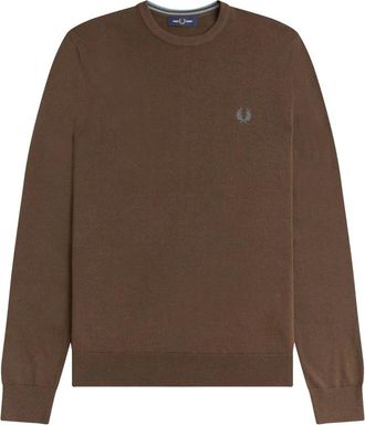 Fred Perry Truien & Vesten, Heren, Bruin, M, Katoen, Klassieke Ronde Hals Trui